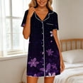 thumbnail image 2 of Yeaiivve Button Down Nightgowns for Women Cute Bow Print Short Sleeve Nightshirts Boyfriend Shirt Sleepdress Soft Pajama Dress Multicolor,L, 2 of 7