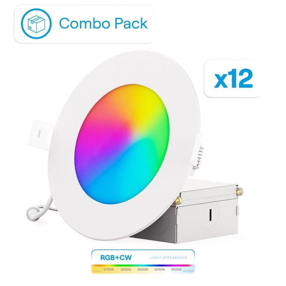 INFIBRITE 4 Inch WiFi Smart 9W 810LM Recessed LED Ceiling Light, Alexa/Google, Wet Rated (12 Pack)