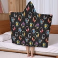 thumbnail image 5 of Colorful Headphones Games Icons Black Pattern Hooded Bath Towel，50"x30" for Ages 3 To 12 Kids, Quick Dry Lightweight Soft Microfiber Hood Beach Towel Cover Up for Kids, 5 of 7