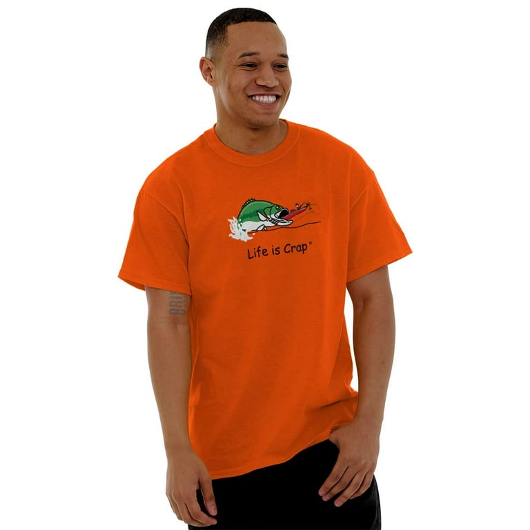 Bass Fishing River Ocean Angler Men's Graphic T Shirt Tees Brisco Brands X, adult Unisex, Orange