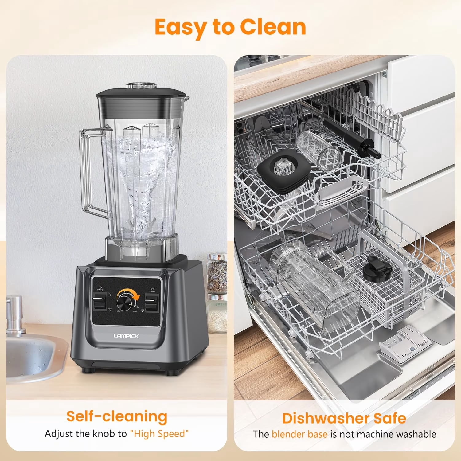 Blenders for Kitchen, 2000W Blender for Smoothies 35000 RPM Professional Grade High-Speed Smothie Blender with 68oz Pitcher & 27oz To-Go Cup for Smoothies, Ice, and Frozen Fruit