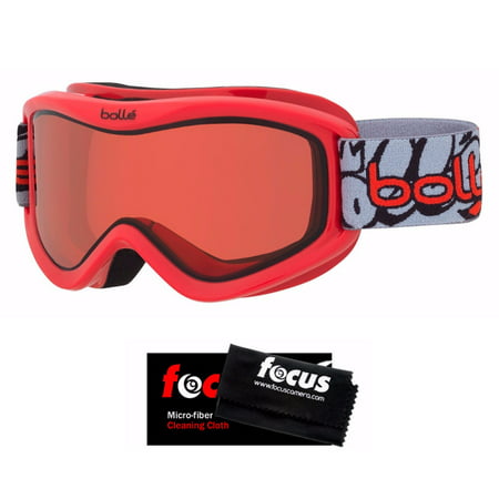 Bolle Volt Snow/Ski Goggles (Red Grafitti) and Cleaning Cloth (Best Ski Goggles With Camera)