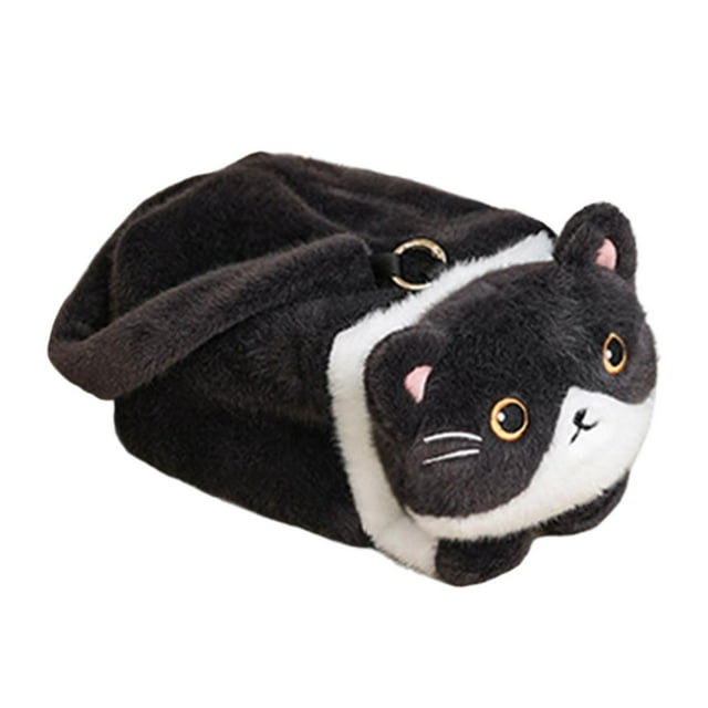 Porta pañuelos de coche de peluche de gato, decoración suave, accesorios para automóviles, creativo, universal Negro
