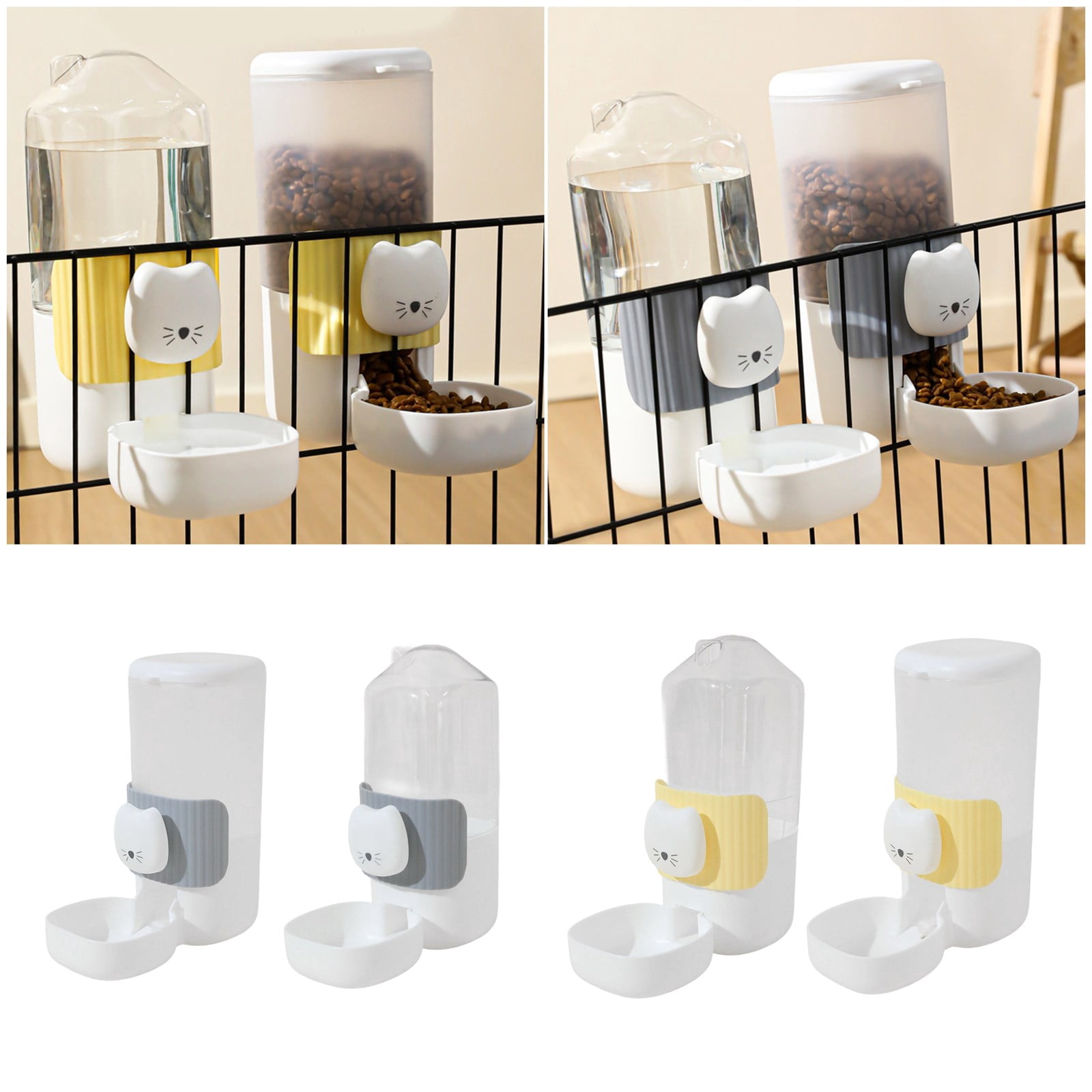 Automatic Dog Feeder Water Dispenser With Cartoon Cats Face Safe PP Easy Installation For Busy Owner Home Decors