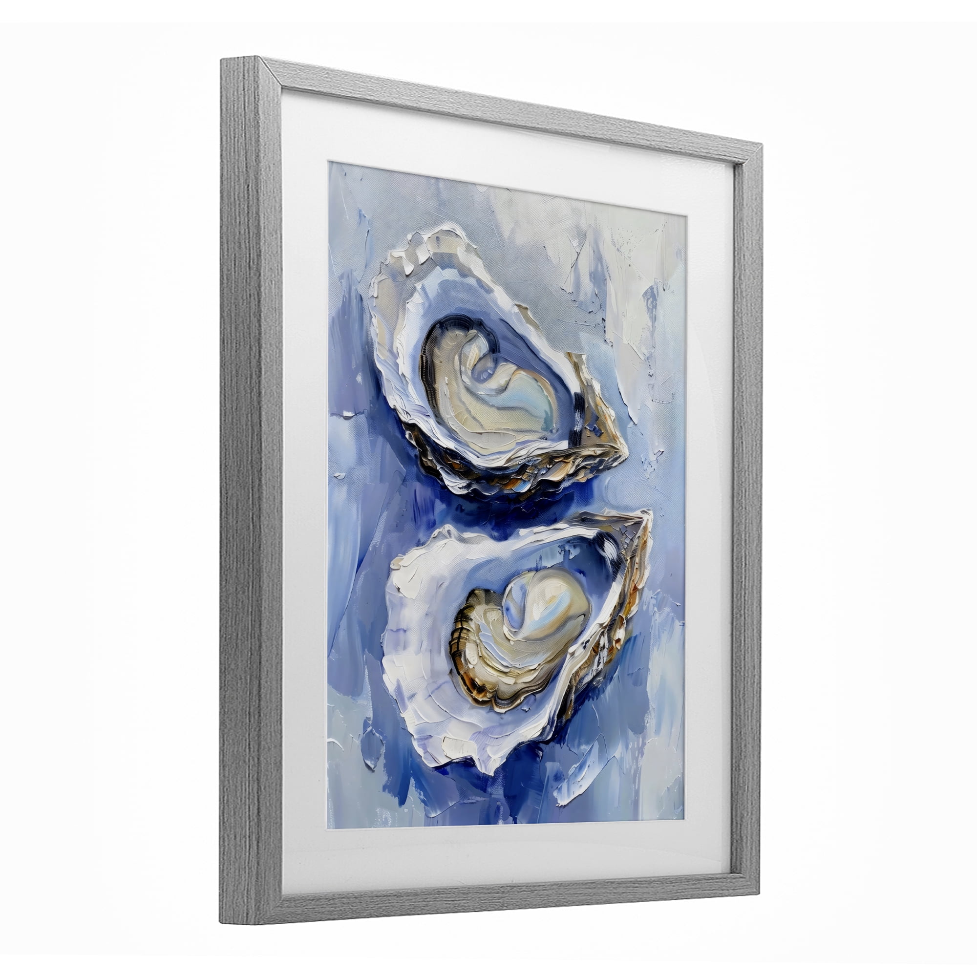 Stupell Industries Oysters On The Half Shell Gray Framed Print Under Glass, design by Creative Studio