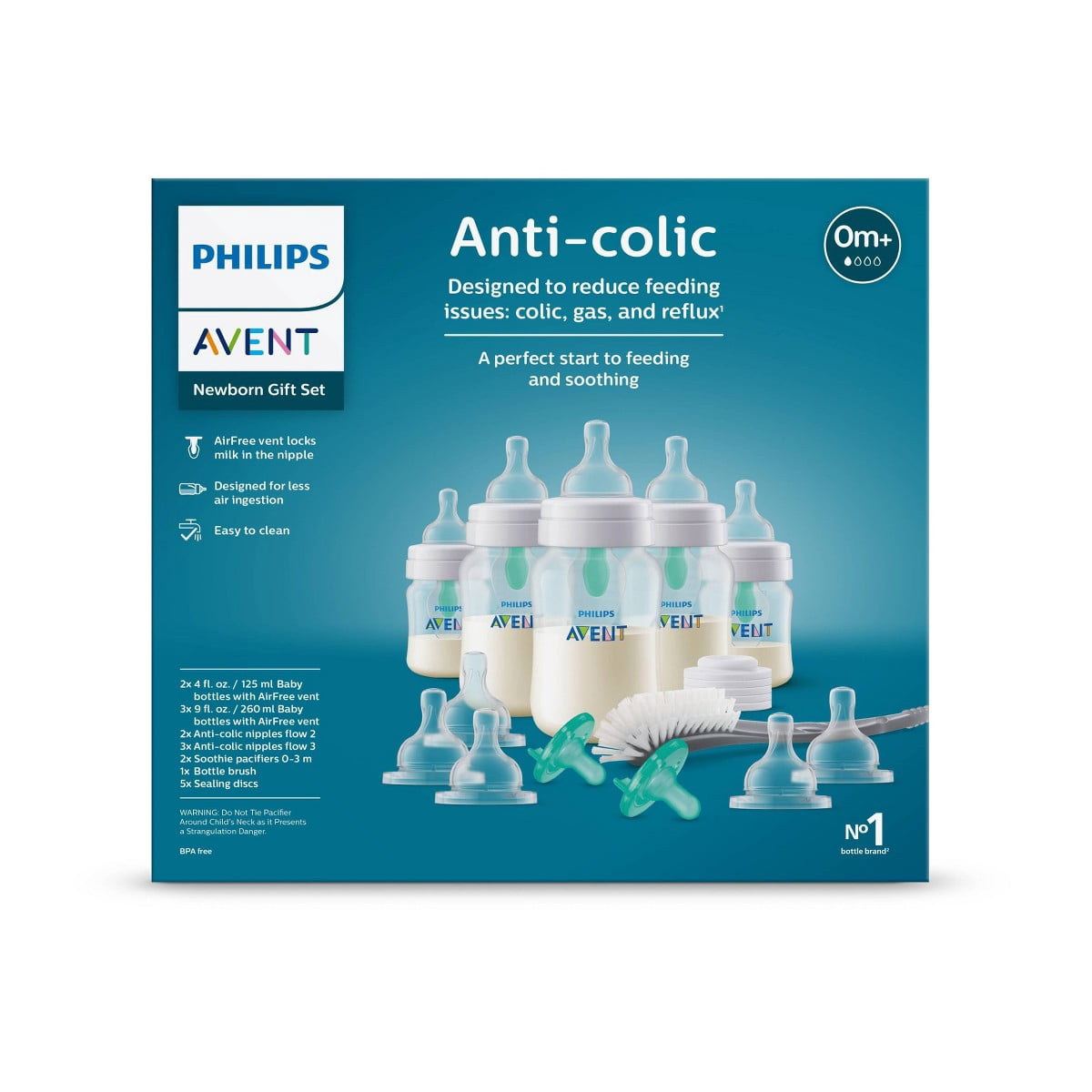 Anti-Colic Bottle with AirFree Vent Newborn Gift Set - 18pc: BPA-Free, Silicone Nipples