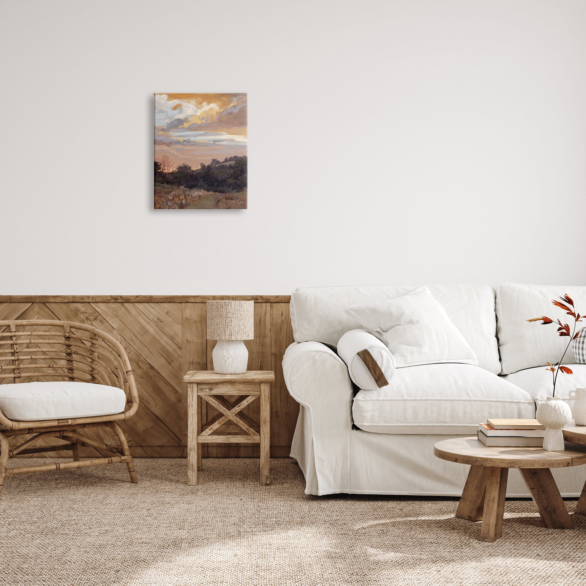 Stupell Industries Abstract Sunrise Landscape Landscape Painting Gallery Wrapped Canvas Art Print Wall Art, 16 x 20