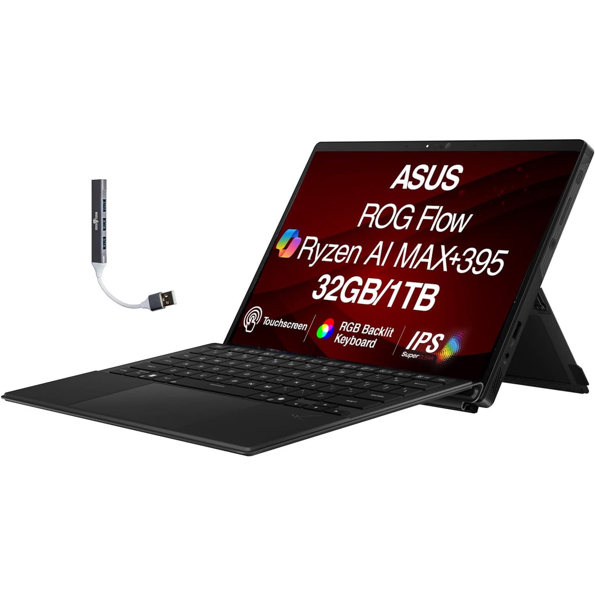 ASUS ROG Flow Z13 2-in-1 Laptop, 13.4" Touch WQXGA, Ryzen AI MAX+ 395, 32GB/1TB, W11P w/DKZ Hub