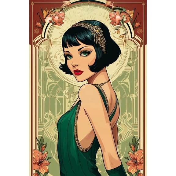 Art Deco Glamour Lady Poster – Vintage Style Wall Art 【Photo Paper】