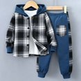 thumbnail image 6 of Xyant Toddler Boy Clothes Fall Winter Outfits 2-7 Years Little Boys Plaid Hooded Button Top & Sweatpants Set 2Pcs, 6 of 6