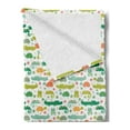 thumbnail image 2 of Cartoon Soft Flannel Fleece Throw Blanket, Nursery Themed Reptile and Amphibian Animals Pattern Frog Gator Turtle, Cozy Plush for Indoor and Outdoor Use, 70" x 90", Multicolor, by Ambesonne, 2 of 5
