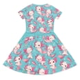 thumbnail image 5 of Rggeeun Toddler Girls Dresses Cartoon Cute Character Print Short Sleeve Crew Neck Knee-Length Loose Fit Soft Fabric With Ruffle For Outdoor Activities Stylish Sundress,Sky Blue,9-10 Years, 5 of 5