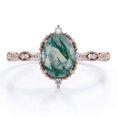 thumbnail image 1 of JeenMata Anillo de Compromiso con Moissanita y Ágata Verde Musgo Dendrítica de 1,5 Quilates con Cinco Piedras Antiguas en Baño de Oro Rosa de 18 K sobre Plata, 1 of 6