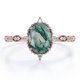 thumbnail image 1 of JeenMata Anillo de Compromiso con Moissanita y Ágata Verde Musgo Dendrítica de 1,5 Quilates con Cinco Piedras Antiguas en Baño de Oro Rosa de 18 K sobre Plata, 1 of 6