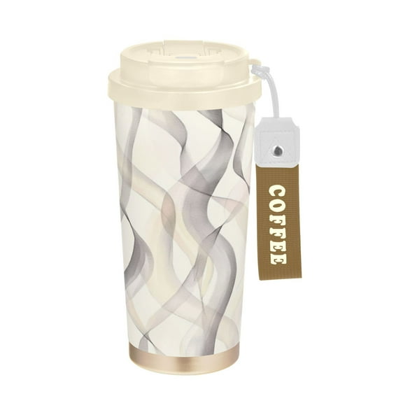500ml Double-Wall Vacuum Insulated Tumblers Stainless Steel Coffee Tumbler with Ceramic Coating Pastel Thin Lines