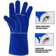 thumbnail image 4 of pares de guantes de soldadura, cuero de vaca doble, protector de mano resistente, resistente al calor extremo y al desgaste, para parrilla, chimenea, trabajo, jardín, horno y barbacoa, azul 14, 4 of 8