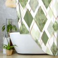 thumbnail image 2 of Sage Green Shower Curtain Set, Modern Geometric Diamond Pattern Print Art Decor Waterproof Bath Curtain, Green Gold Abstract Fabric Polyester Shower Curtains with Hooks for Bathroom,72X72IN, 2 of 5