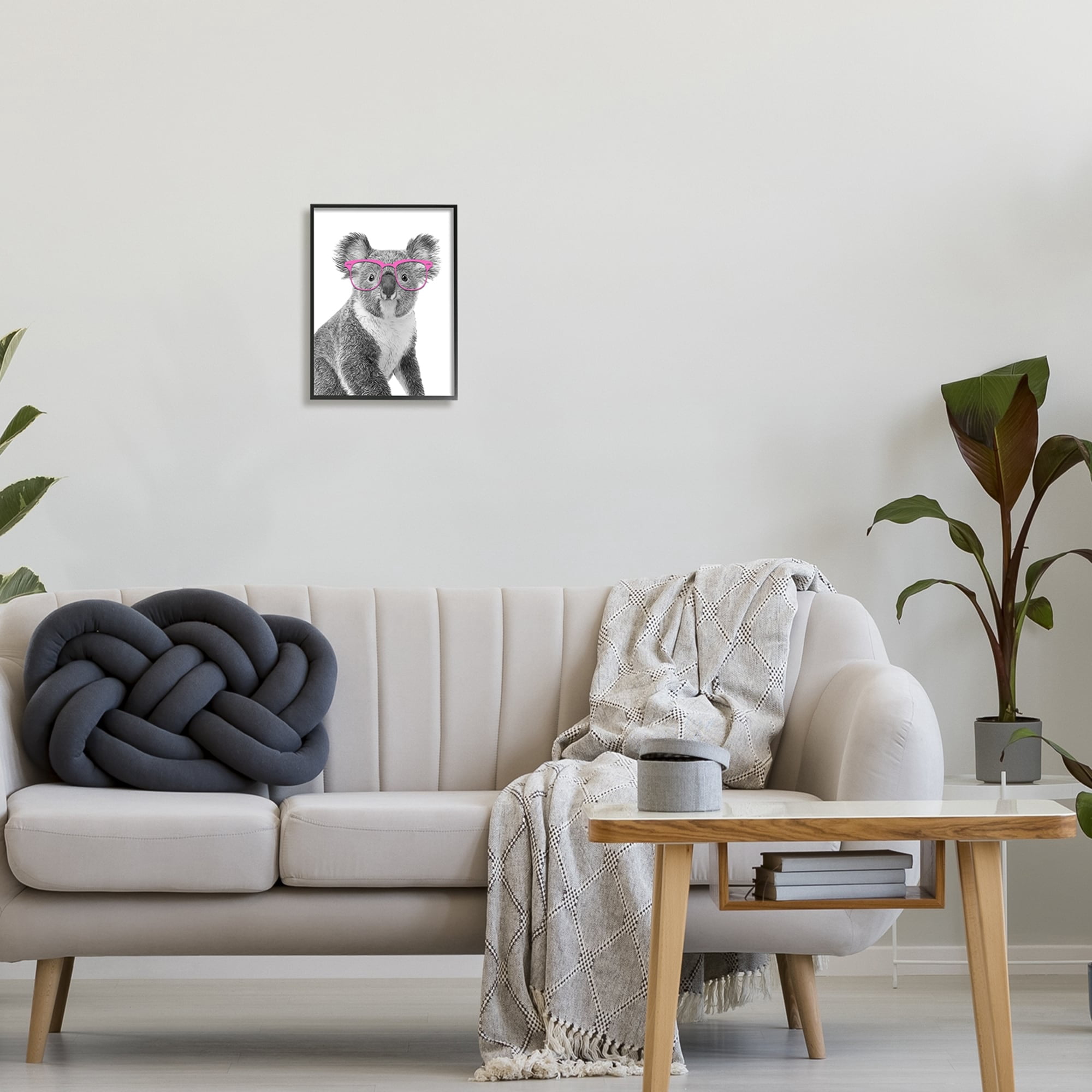 Stupell Industries Funny Koala Wildlife In Glasses Animals & Insects Painting Black Framed Art Print Wall Art