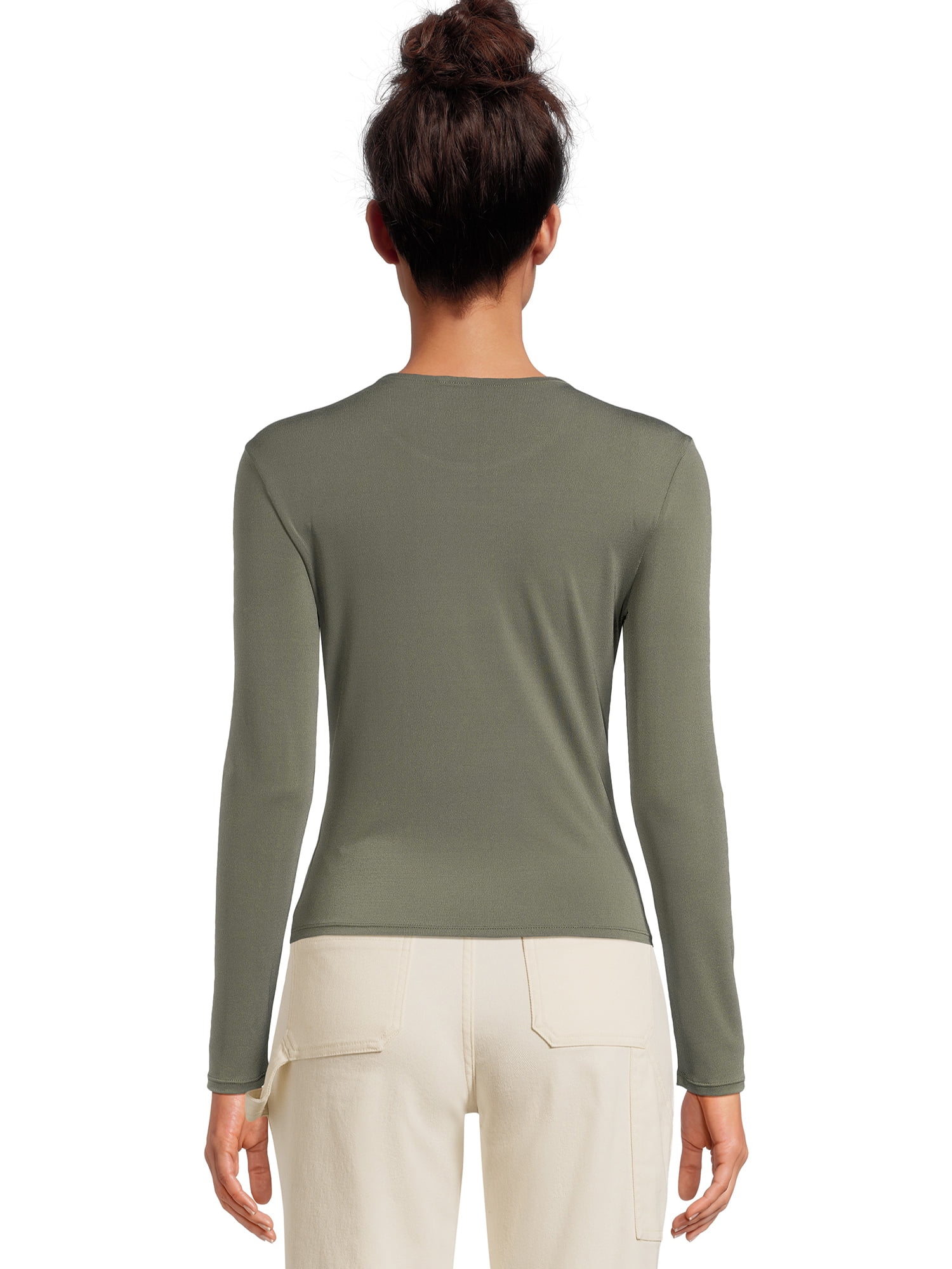 No Boundaries Double Layer Long Sleeve Fitted T-Shirt (Women's and Women's Plus)