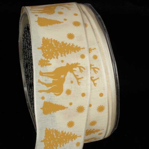 The Ribbon People Wonderful Cream White and Ivory Stag Wired Craft Ribbon 1.5" x 27 Yards