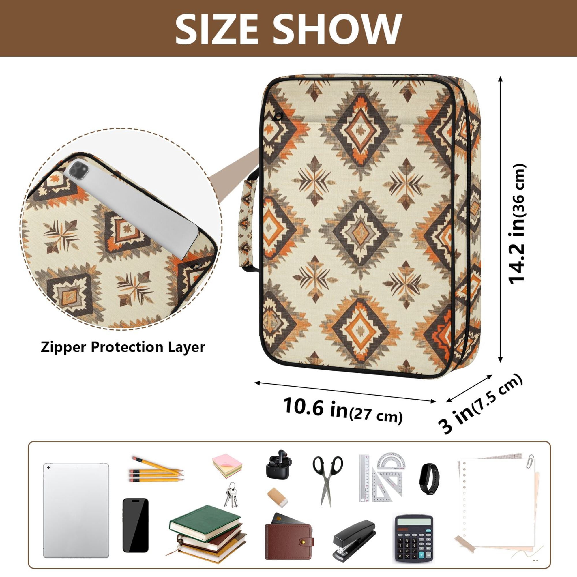 FORMRS Accordion File Folder A4 Size 7-Pocket Expanding Document Organizer Bag with 3 Ring Binder, Geometric Designs