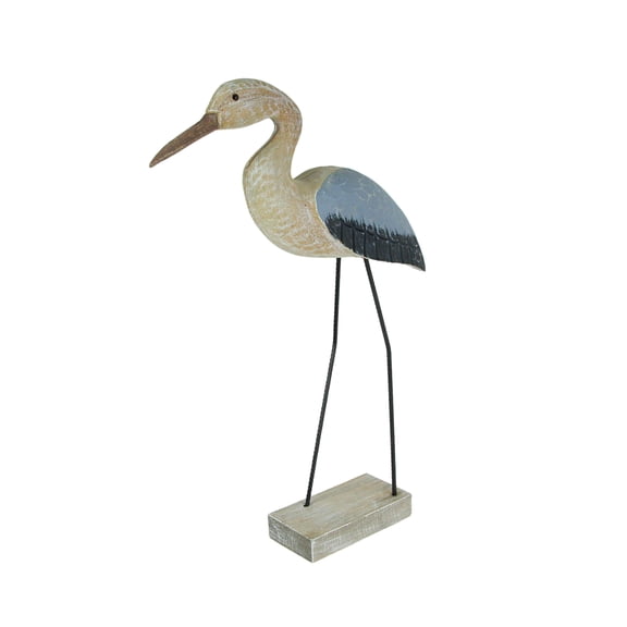 Chesapeake Bay Carved Wood and Metal Blue and White Egret Bird Statue 19 inch