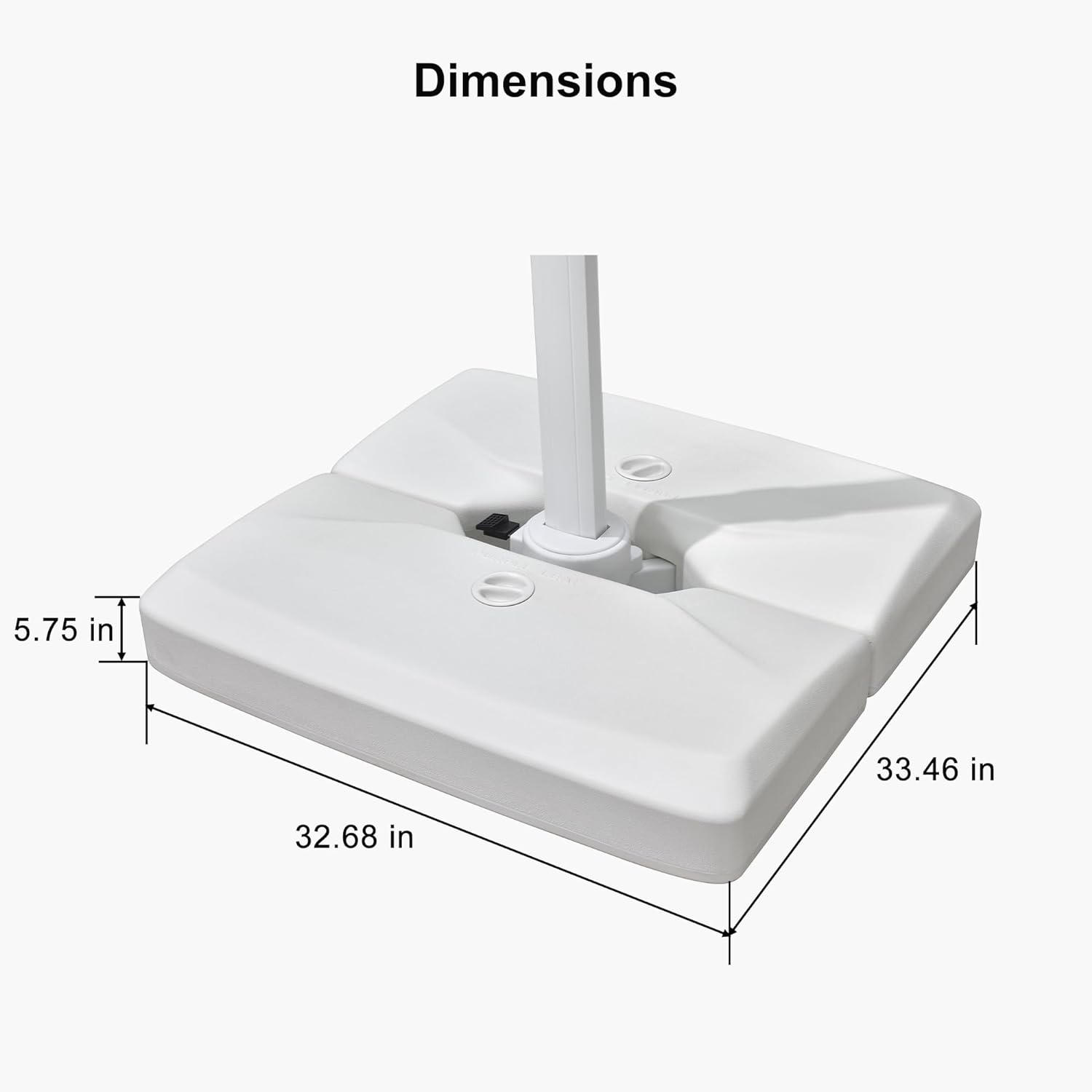 PURPLE LEAF 165 lbs Cantilever Umbrella Base, Heavy-Duty Outdoor Stand with 3D Design for Single Top Umbrellas - White