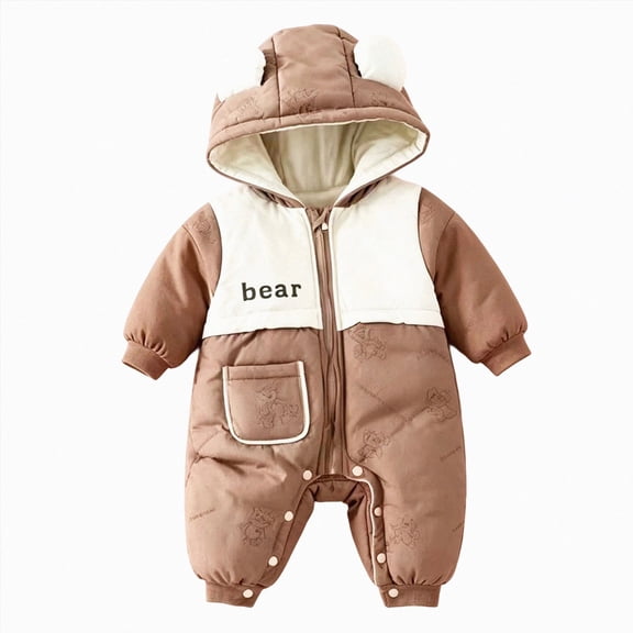 KJameas Baby Boys Girls Jumpsuit Hooded Bear Applique Warm