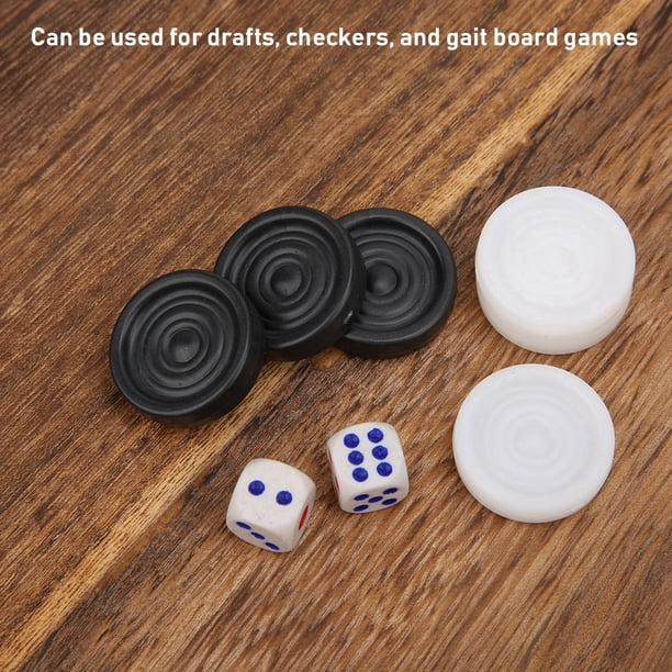 Fichas de Backgammon de Viaje Ecomeon 22mm Plástico Negro Blanco 15 Piezas Negras 15 Piezas Blancas 2 Dados