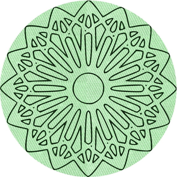 Ahgly Company Indoor Round Patterned Mint Green Area Rugs, 8' Round