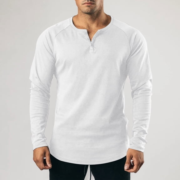 Aimik Men's Raglan Henley Long Sleeve Shirt Baseball Sleeve Button Placket Cotton Lightweight Casual Sporty Top