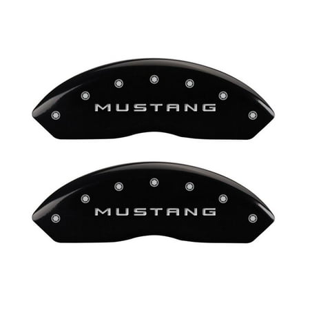 MGP 4 Caliper Covers Engraved Front Mustang Engraved Rear GT Black finish silver