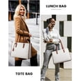 thumbnail image 6 of Lunch Tote Bag for Women, 15.6 Inch Laptop Bag with Insulated Lunch Compartment, Quilted Large Capacity Computer Handbag with Purse for Business, Work, Collage, Office, Casual, Beige-black, 6 of 7