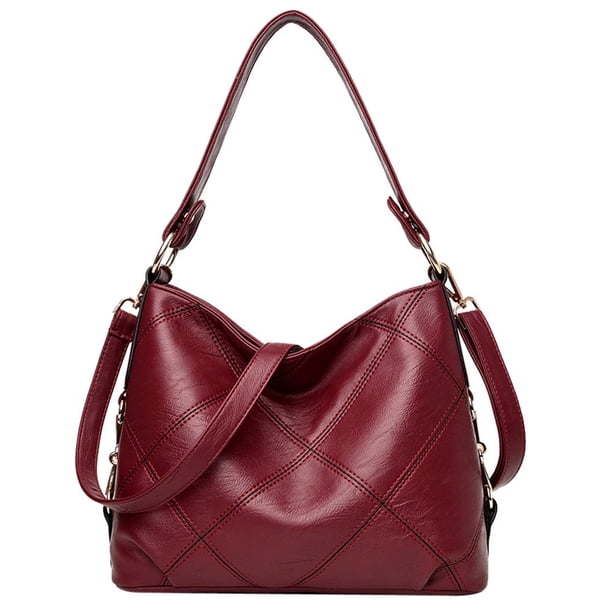 Bolsa de mujer de mensajero de cuero de PU suave de hombro (rojo vino) Tmvgtek Para Estrenar