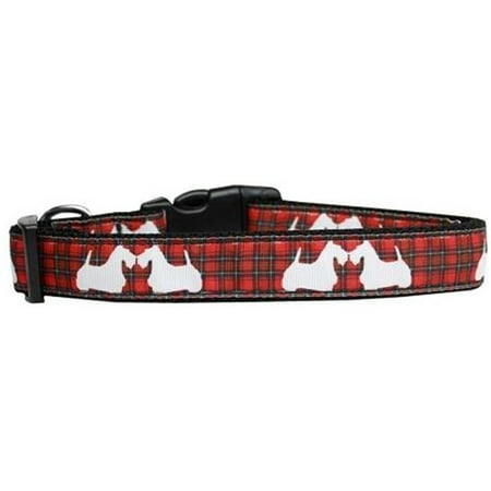 - mirage 125-229 md red plaid scottie pups nylon dog collar medium