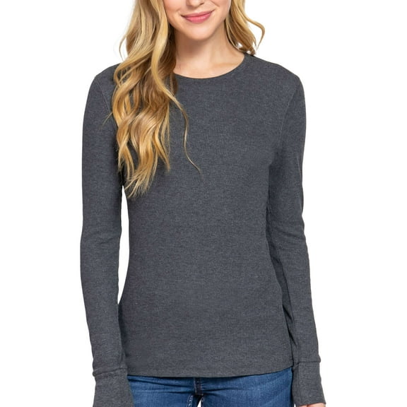 FashionMille Women's Casual Long Sleeve Crew Neck Thermal Knit T-shirt Top
