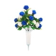 thumbnail image 2 of Rirozkan Artificial Flowers, Bucket Memorial Grave Arrangement, Red Rose Silk Bouquet, Fake Floral Spray for Headstone, All Saints Day, Holiday Decor, 2 of 7