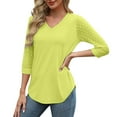 thumbnail image 5 of BSDJILFG 3/4 Sleeve Tops for Women White Lace Sleeve Shirt Dressy Casual Loose V-Neck Tunic Blouses Workwear, 5 of 9