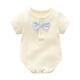 thumbnail image 1 of Gibobby Pañalero de algodón Bebé recién nacido bebé Unisex sólido Primavera Verano acanalado manga corta pajarita mono ropa(Beige, 12-18 Meses), 1 of 2