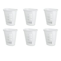 Sterilite Large Open Laundry Hamper, Plastic Oval Shape with Wide Opening and Carry Handles, White, 6 Pack
