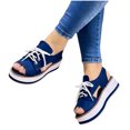 thumbnail image 2 of KBODIU Women's Sandals Thick Soled Fish Mouth Lace Up Sandals Summer Casual Shoes Blue 36, 2 of 4