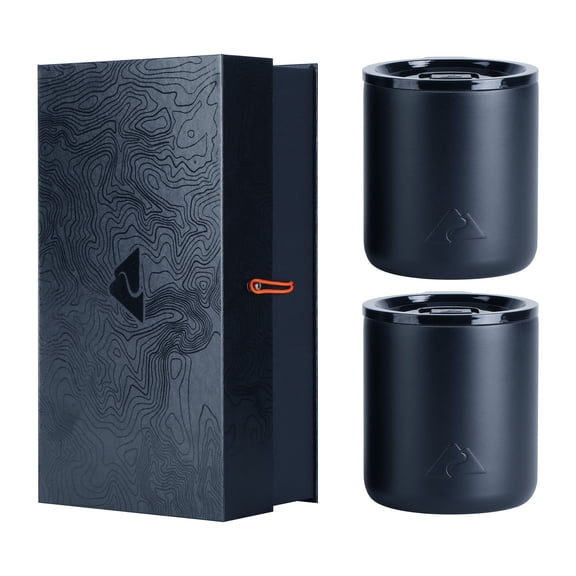Ozark Trail 2 pack 10oz Stainless Steel Lowball Tumbler, Gift Box Included, Blue