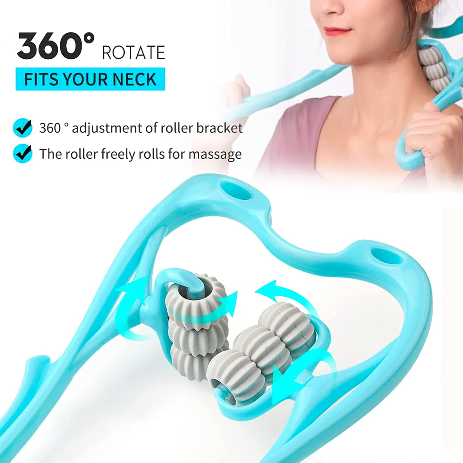 Neck Massager For Pain Relief Deep Tissue 360 Degree Neck Roller With -  MICHOU SHOP