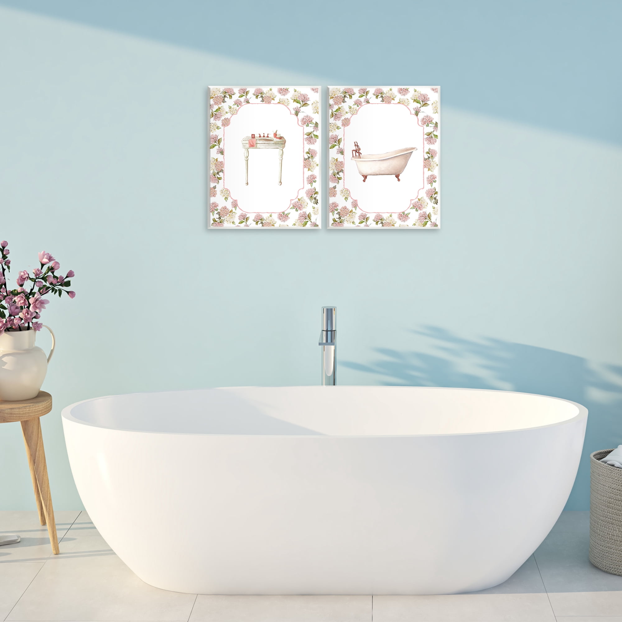 Stupell Industries Elegant Hydrangeas Bathroom 2 Piece Wall Plaque Art Set, design by Carol Robinson