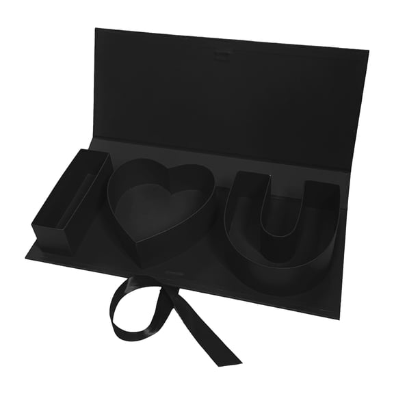 Heart Shaped Gift Box with I Love U Design Elegant Red Empty Cardboard Letter Box for Valentine's Day Anniversary Romantic Gifts
