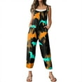 thumbnail image 5 of WTOBBY Women's Casual Loose Retro Jumpsuit with Halloween Print, Suspenders in Cotton and Linen Fabric, Adjustable for a Comfortable and Stylish Fit,TurquoiseM, 5 of 6