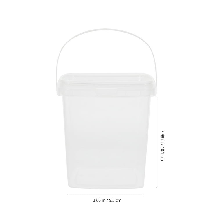 Nuolux 6pcs Square Clear Small Bucket with Lid Ice Cream Bucket Milk Tea Popcorn Bucket 1L, Adult Unisex
