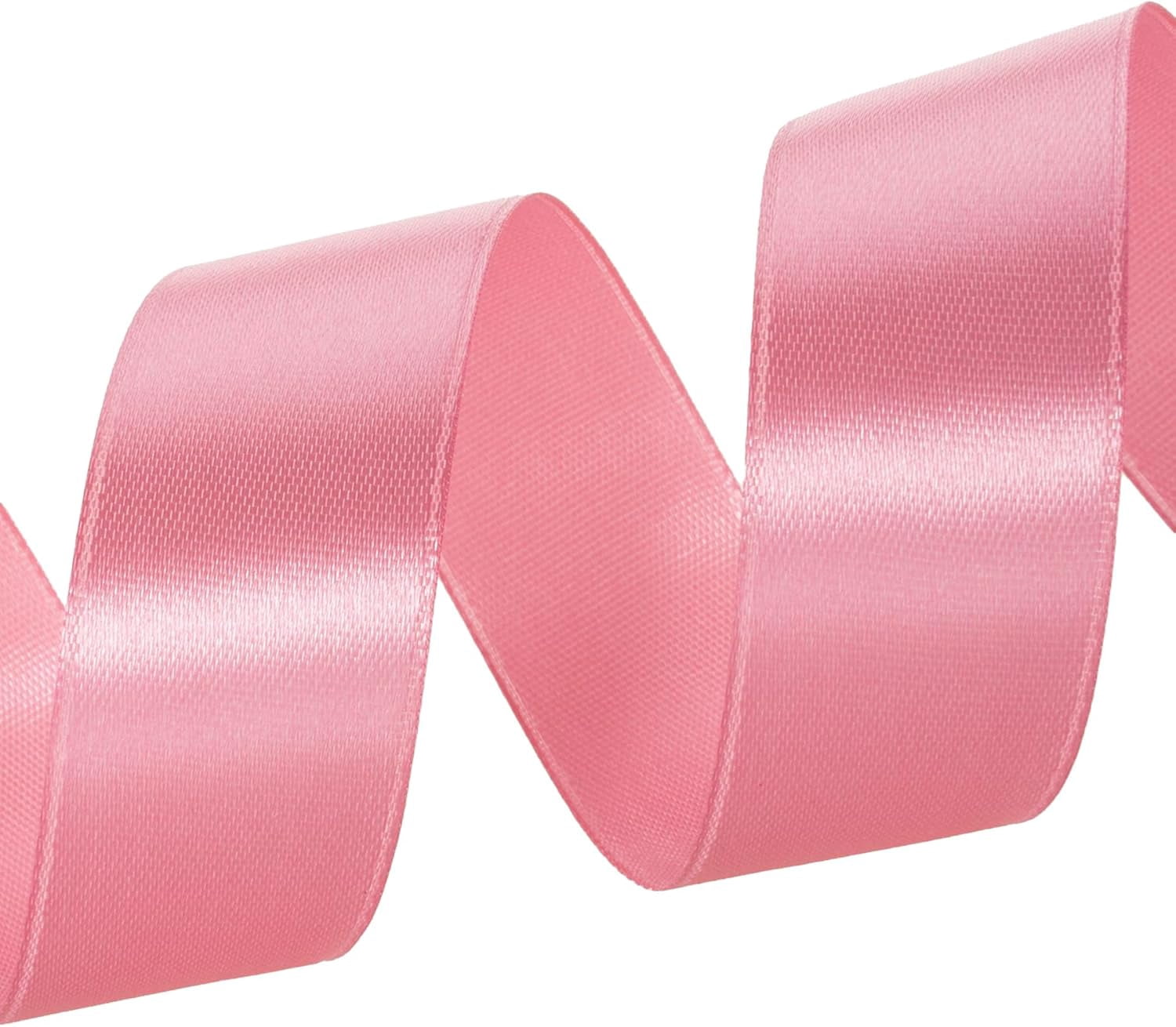 50 Yards 1 Inch Rose Gold Satin Ribbon, Single Face Polyester Solid Color Craft Fabric Ribbon for Handmade Roses, Gift Wrapping, Bouquets, Wedding, Christmas, and Party Decoration