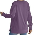 thumbnail image 4 of Maplenight Sweatshirts for women Side Split Crew Neck Sweatshirt Casual Loose Fit Long Sleeve Shirts, 4 of 6