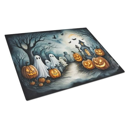 

15 x 12 in. Unisex Ghosts Spooky Halloween Glass Cutting Board - Large